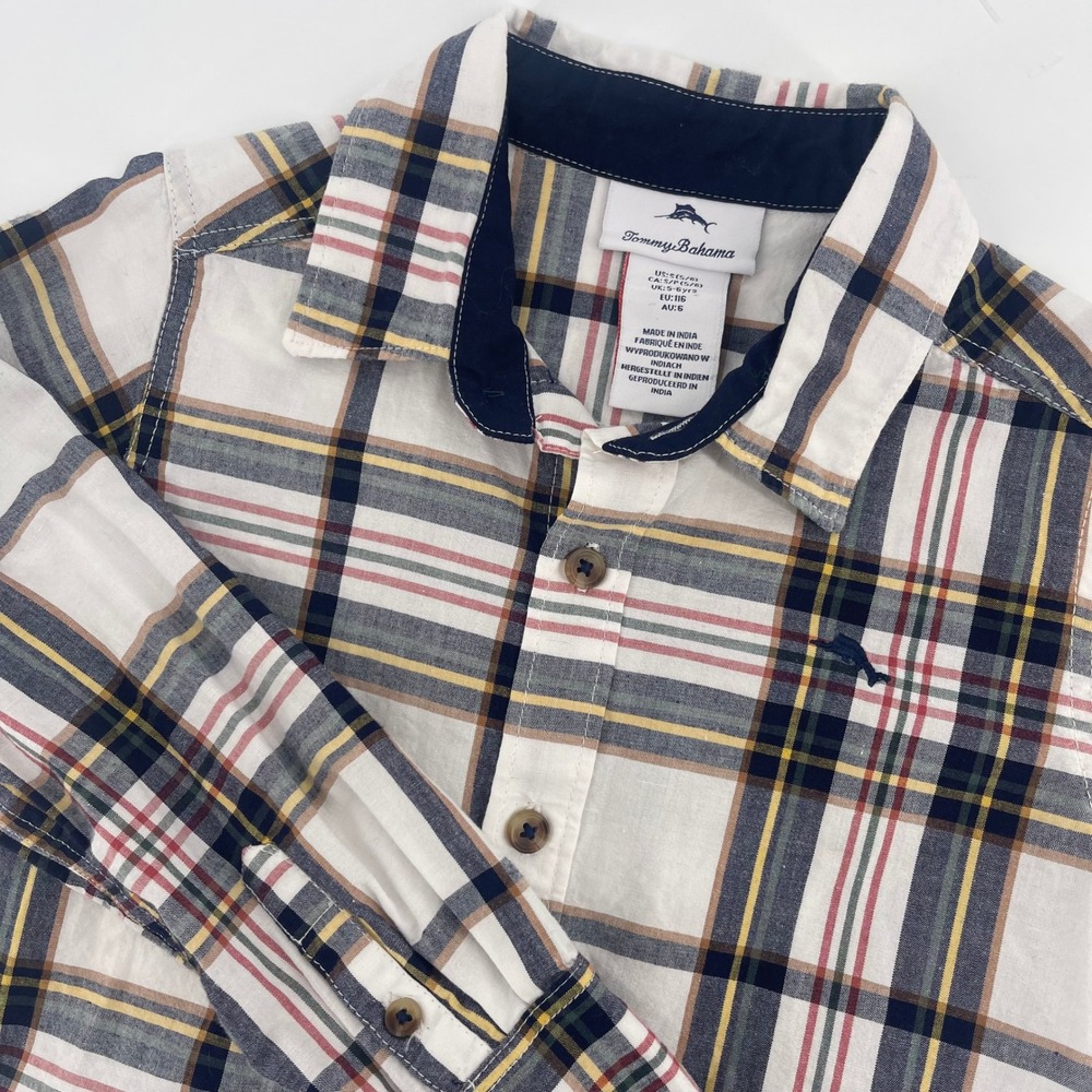 Tommy Bahama Plaid Button Down Shirt Long Sleeve Casual Kid Size S (5/6)‎